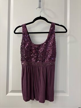 Women's Purple Sequin Tank Top Y2K